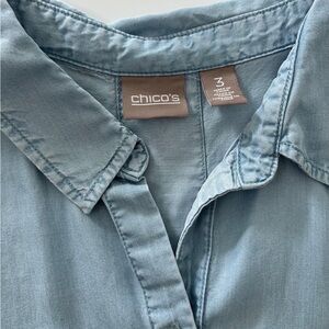 Chico’s Sleeveless Button Down Jean Shirt Top Size 3 XL
